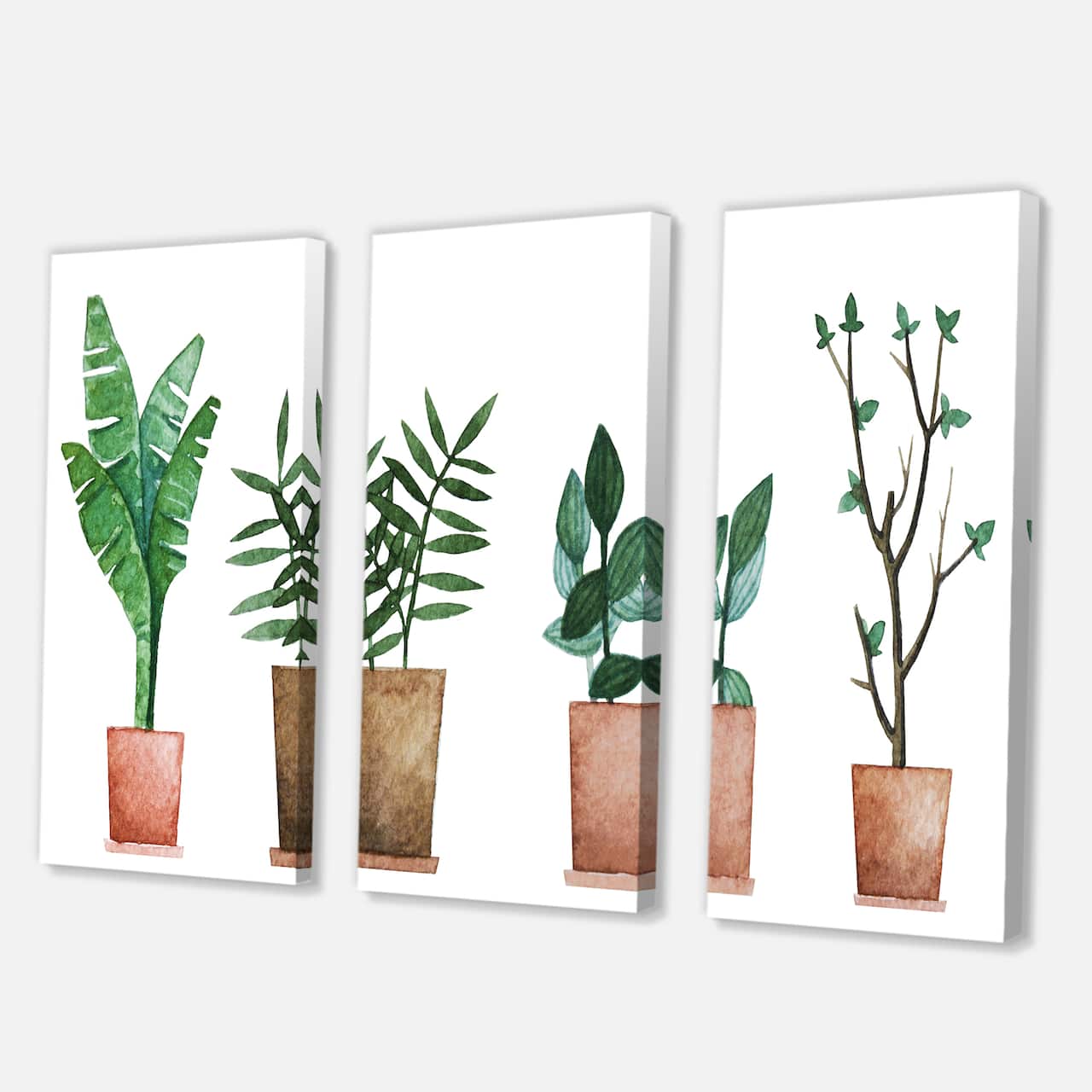 Designart - Duo of Potted Flowers House Plants - Farmhouse Canvas Wall Art Print